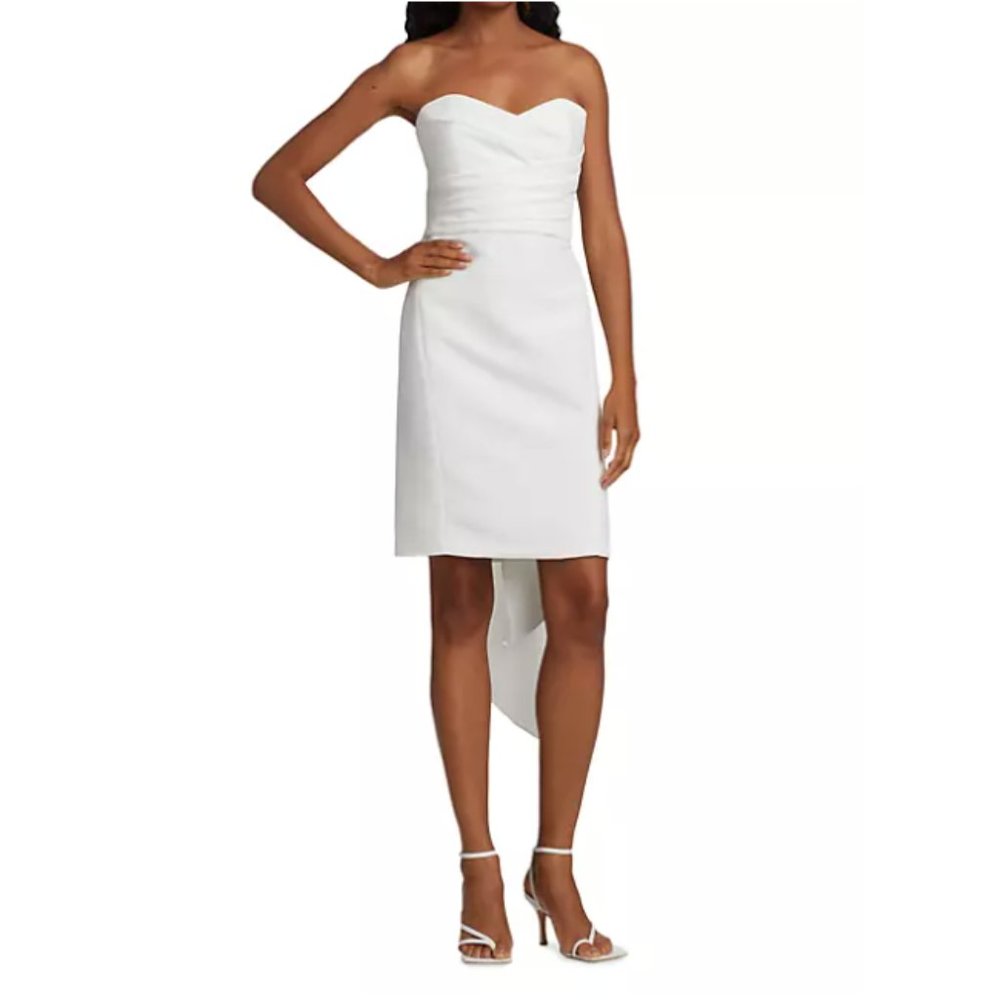 Amsale Mini Strapless Silk Faille Bow Dress